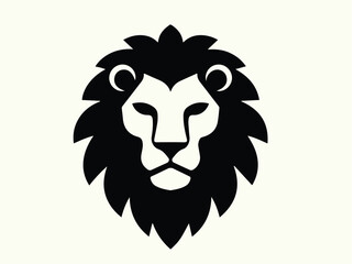 Fototapeta premium Bold black stencil silhouette of a lion's head with a flowing mane