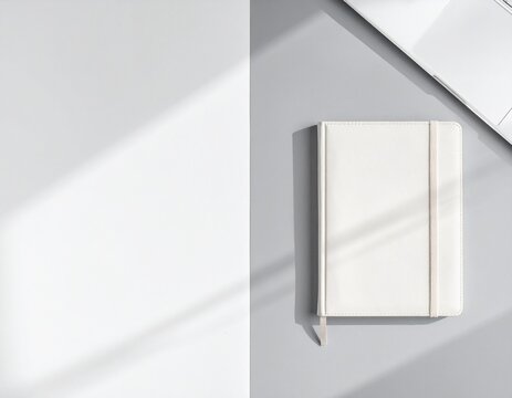 Modern Executive Desk Flat Lay in Slate Grey and Bone White