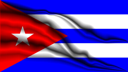 Realistic Cuba flag vector with fabric texture, natural wrinkles, and soft waves. High-quality Cuban national symbol featuring the lone star and patriotic stripes.