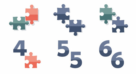 Naklejka premium Colorful Jigsaw Puzzle Pieces with Numbers.