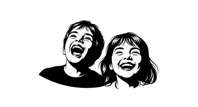 Man and Woman Laughing Together.