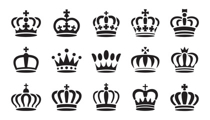 Elegant royal crown silhouette collection for premium identity and luxury fashion branding elements © Lover