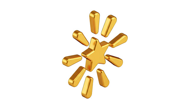 Golden Walmart Spark Logo 3D Render on White Background.