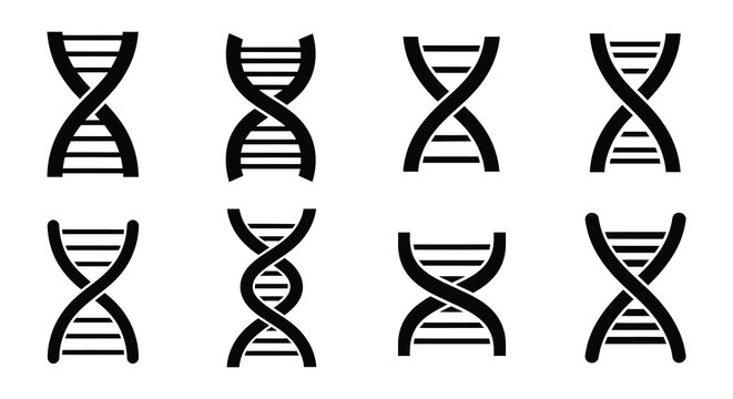 Multiple depictions of dna double helix structures in a grid pattern