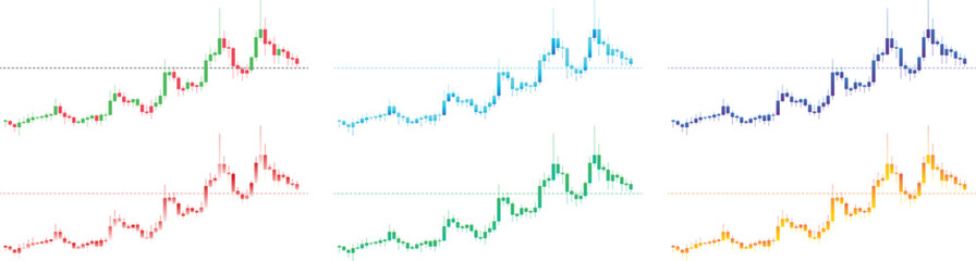Fototapeta premium Candlestick stock market trading chart vector set
