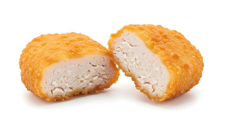 Crispy golden brown chicken nuggets isolated on a transparent background fried breaded
