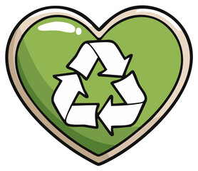 Fototapeta premium Green heart-shaped recycle symbol, sustainability and environment concept