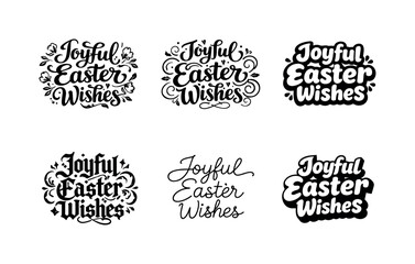 Fototapeta premium Joyful Easter wishes. Set lettering. harmonious lettering variations of the same emblematic concept, each with different artistic