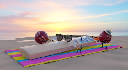 Cricket balls enjoying beach vacation together