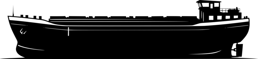 Obraz premium barge silhouette line art vector illustration with a white background 