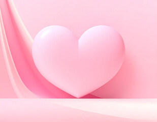 Bright minimal pink background with a large heart shape and soft gradient. Clean Valentine design with copy space.