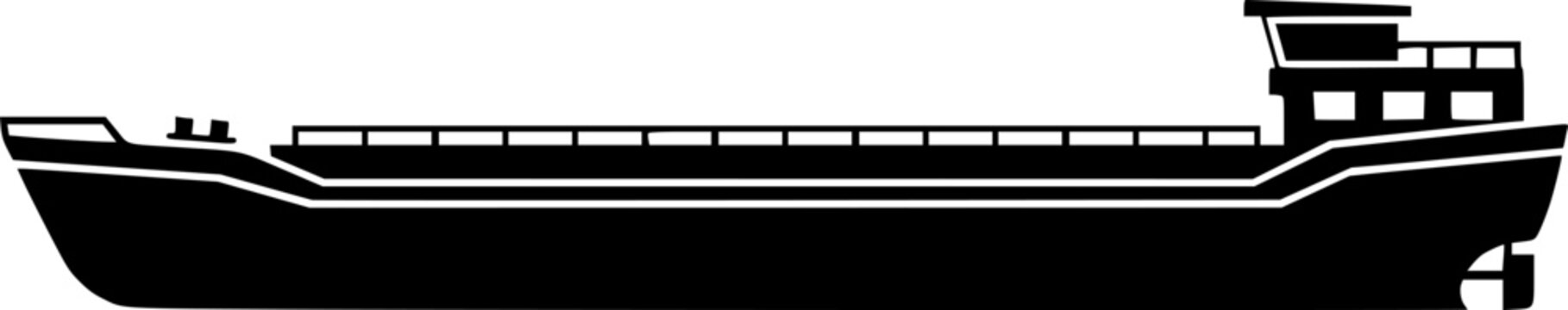 barge silhouette line art vector illustration with a white background
