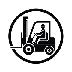 Fototapeta premium Vector illustration icon black icon of a forklift operator in a circular frame