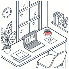 Modern Minimalist Workspace Desk with Natural Light