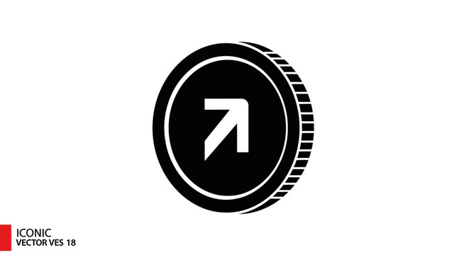 Black and white arrow button icon.
