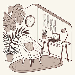 Remote Work Setup - Cozy Modern Home Office Interior