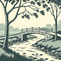 River Crossing Under Small Bridge - Scenic Village