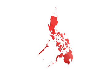 Philippines Map - Polygon Style Vector Illustration in Red Gradient, Low Poly Geometric Design, Isolated on White Background, Perfect for Infographics, Reports, and Educational Materials.
