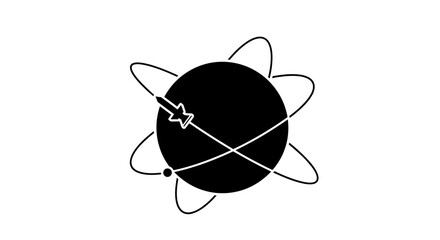 Black circle with orbiting lines. © M FAIZAL