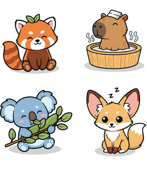 Cute Cartoon Animals Collection Adorable Illustrations.