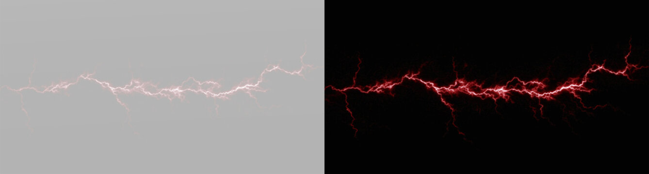 lightning, bright, energy, bolt thunder creates electric storm. PNG red, lightning, bright, energy, bolt spark glows in Overlay with transparent burst. Powerful neon PNG red discharge 