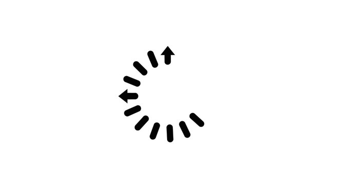 Black loading icon with arrows.