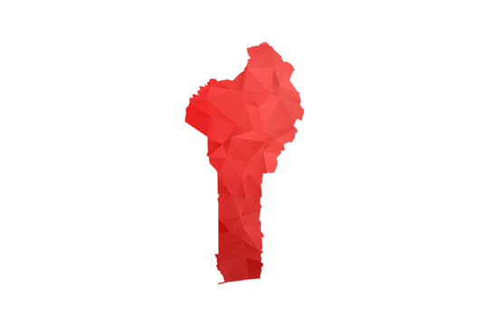 Benin Map - Polygon Style Vector Illustration in Red Gradient, Low Poly Geometric Design, Isolated on White Background, Perfect for Infographics, Reports, and Educational Materials.