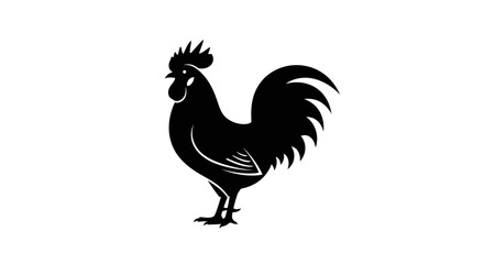 Black Silhouette of a Rooster Bird. © M FAIZAL