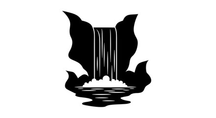 Black silhouette of a waterfall. © M FAIZAL