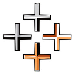 Fototapeta premium Four Colorful plus Signs in Geometric Formation Creating an Abstract Pattern