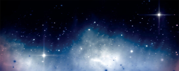 Gradient Mesh Deep Space Nebula with Bright Stars and Cosmic Dust Panorama. Cosmos background © Mher