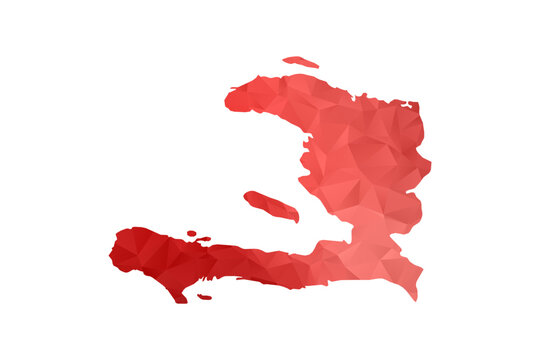 Haiti Map - Polygon Style Vector Illustration in Red Gradient, Low Poly Geometric Design, Isolated on White Background, Perfect for Infographics, Reports, and Educational Materials.