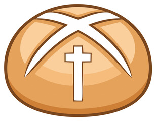 Fototapeta premium Holy Bread With Christian Cross Symbol For Religious Food Concept