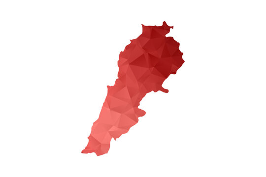 Lebanon Map - Polygon Style Vector Illustration in Red Gradient, Low Poly Geometric Design, Isolated on White Background, Perfect for Infographics, Reports, and Educational Materials.