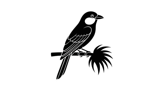 Black bird sitting on branch.