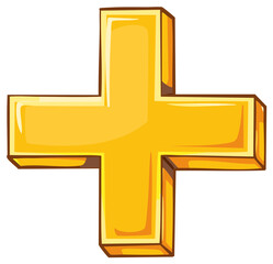 Obraz premium Vibrant Golden Plus Sign Symbol with Dimensional Design Representing Growth Addition Positivity and Success Concepts