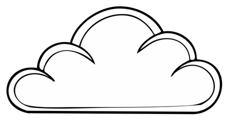 Fototapeta premium Black and white cloud illustration, vector design element, weather symbol, graphic.