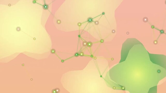 A constellation pattern is viewed from a unique perspective amidst soft, abstract shapes in pastel hues