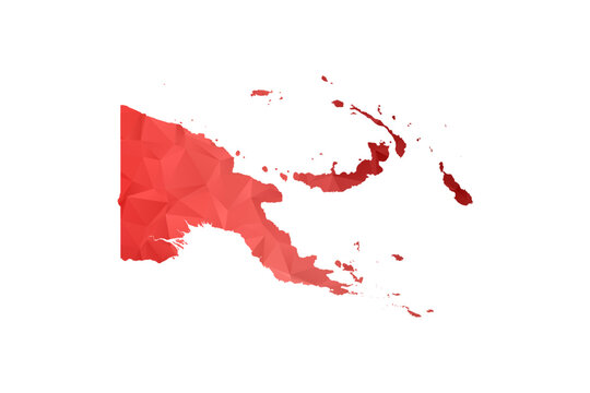 Papua New Guinea Map - Polygon Style Vector Illustration in Red Gradient, Low Poly Geometric Design, Isolated on White Background, Perfect for Infographics, Reports, and Educational Materials.