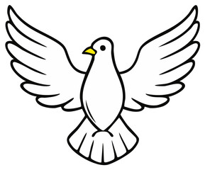 Obraz premium White dove with wings spread wide, symbol of peace and freedom, isolated illustration