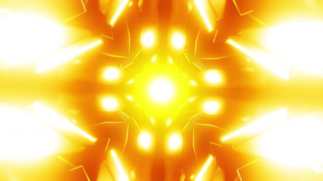 Radiant kaleidoscopic tunnel loop VJ motion background with golden shards