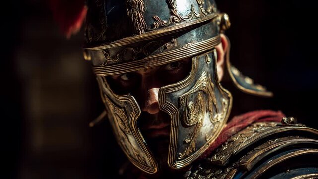 roman gladiator ready for battle close view