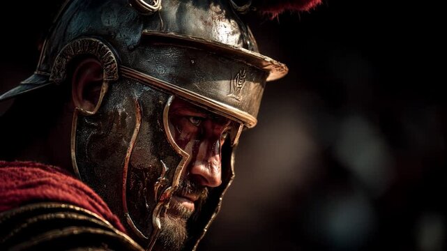 roman gladiator ready for battle close view