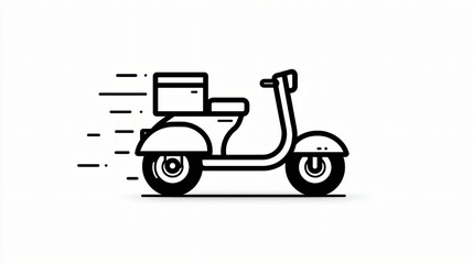 Delivery Electric Scooter With Box Moving Fast Illustration Design