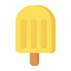 Yellow popsicle ice cream icon on stick isolated on transparent background.