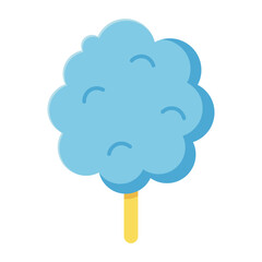 Blue cotton candy on stick icon illustration isolated on transparent background.
