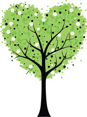 Obraz premium Vector illustration of tree with green heart-shaped foliage symbolizing love, nature, environment, seasons, culture, education, and decorative design