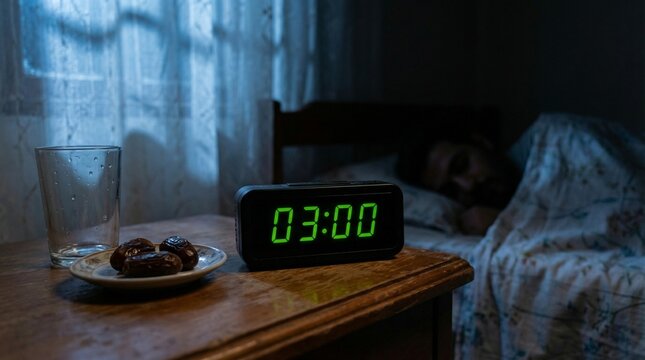 Alarm Clock and Dates on Bedside Table at 3AM Version 1