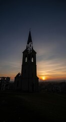 Broken Church Silhouette at Sunset