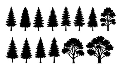 Minimal forest tree silhouette vector collection © MD
